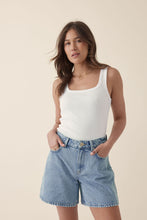 Load image into Gallery viewer, Zaeli Ribbed Square neck tank - White