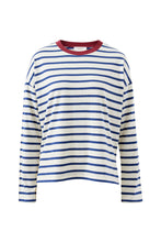 Load image into Gallery viewer, Scout Slouchy Long Sleeve Tee - Milk parussian blue stripe