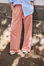 Load image into Gallery viewer, Gigi Wide Leg Terry Trackpant - Pink Clay Washed Navy side Stripe