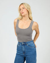 Load image into Gallery viewer, Washed Rib Scoop neck Tank - Char