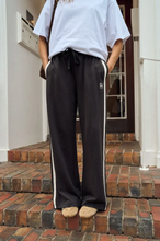 Load image into Gallery viewer, Gigi Wide Leg Trackpant - Black/ White Stripe