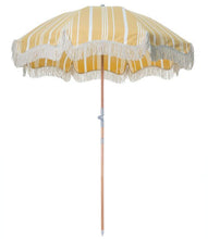 Load image into Gallery viewer, BUSINESS & PLEASURE PREMIUM BEACH UMBRELLA-VINTAGE YELLOW STRIPE - Bohemian Sundays, Business and Pleasure Co., Buy Boho Bohemian Clothing Online Australia, Kivari, Arnhem, Rowie, Will and Be
