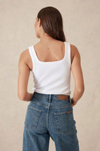 Load image into Gallery viewer, Zaeli Ribbed Square neck tank - White
