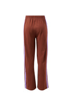 Load image into Gallery viewer, Gigi Wide Leg Terry Trackpant - burnt toffee orchid side stripe
