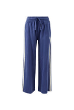 Load image into Gallery viewer, Gigi Wide Leg Terry Trackpant - washed navy side stripe
