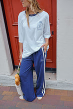 Load image into Gallery viewer, Gigi Wide Leg Terry Trackpant - washed navy side stripe
