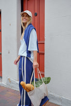 Load image into Gallery viewer, Gigi Wide Leg Terry Trackpant - washed navy side stripe

