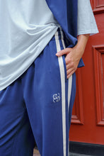Load image into Gallery viewer, Gigi Wide Leg Terry Trackpant - washed navy side stripe
