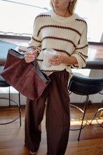 Load image into Gallery viewer, Lila Oversized Knit Crew - Ecru Stripe
