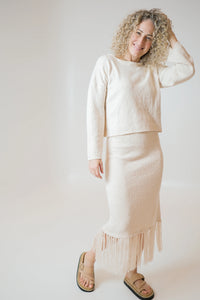 Ami Flared Long Sleeve Top - Honey Butter