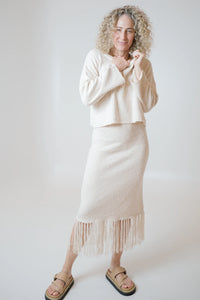 Ami Flared Long Sleeve Top - Honey Butter
