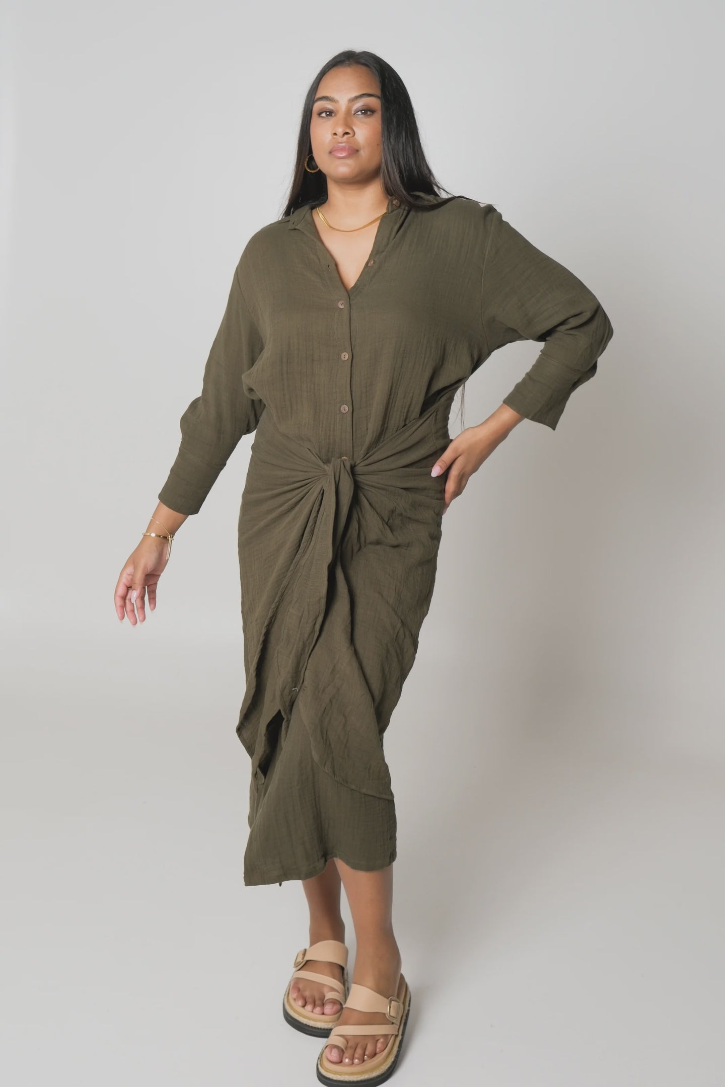 Monnie Khaki Dress