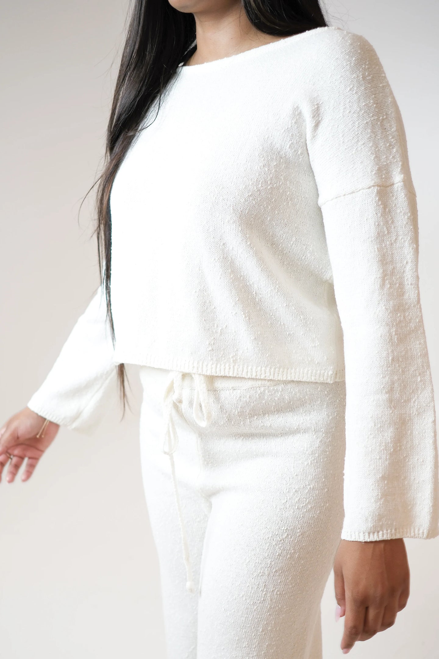 Ami Flared Long Sleeve Top White