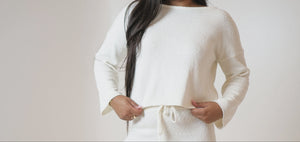Ami Flared Long Sleeve Top White