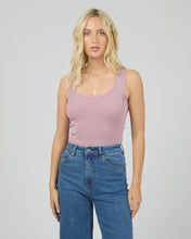 Load image into Gallery viewer, Washed Rib Lace Tank - Quartz
