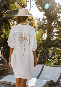 3 Palms Shirt Dress - White