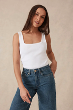 Load image into Gallery viewer, Zaeli Ribbed Square neck tank - White
