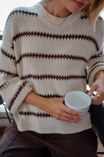 Load image into Gallery viewer, Lila Oversized Knit Crew - Ecru Stripe
