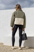 Load image into Gallery viewer, Pipi Polar Fleece Quilted Jacket - Khaki/Ecru
