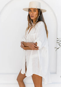 3 Palms Shirt Dress - White