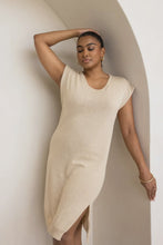 Load image into Gallery viewer, Cotton Knitted Midi Dress Cream
