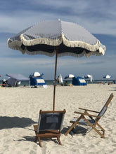 Load image into Gallery viewer, BUSINESS &amp; PLEASURE PREMIUM BEACH UMBRELLA-LAURENS NAVY STRIPE - Bohemian Sundays, Business and Pleasure Co., Buy Boho Bohemian Clothing Online Australia, Kivari, Arnhem, Rowie, Will and Bear
