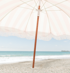 HOLIDAY BEACH UMBRELLA-PINK STRIPE - Bohemian Sundays, Business and Pleasure Co., Buy Boho Bohemian Clothing Online Australia, Kivari, Arnhem, Rowie, Will and Bear, Wandering Folk, Skinned, B