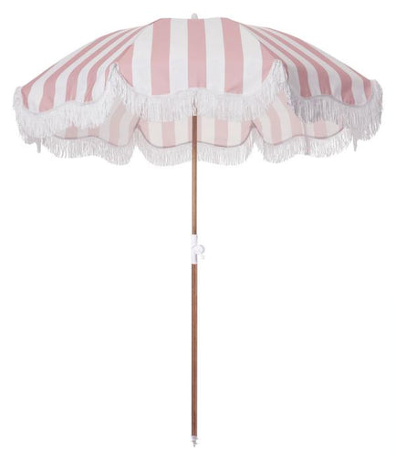 HOLIDAY BEACH UMBRELLA-PINK STRIPE - Bohemian Sundays, Business and Pleasure Co., Buy Boho Bohemian Clothing Online Australia, Kivari, Arnhem, Rowie, Will and Bear, Wandering Folk, Skinned, B