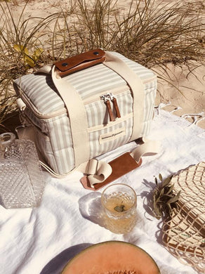 The Premium Cooler Bag - Sage Stripe - Bohemian Sundays, Business and Pleasure Co., Buy Boho Bohemian Clothing Online Australia, Kivari, Arnhem, Rowie, Will and Bear, Wandering Folk, Skinned,